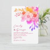Pink Magenta Floral Wedding Einladung (Stehend Vorderseite)