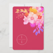 Pink Magenta Floral Wedding Einladung (Rückseite)