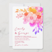 Pink Magenta Floral Wedding Einladung (Vorderseite)