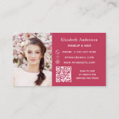 Pink magenta Foto qr elegant Visitenkarte (Rückseite)