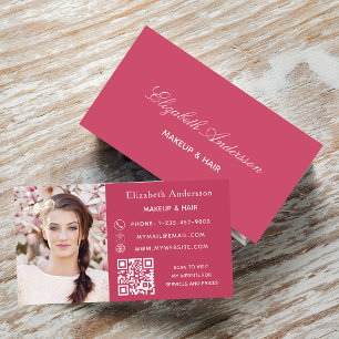 Pink magenta Foto qr elegant Visitenkarte