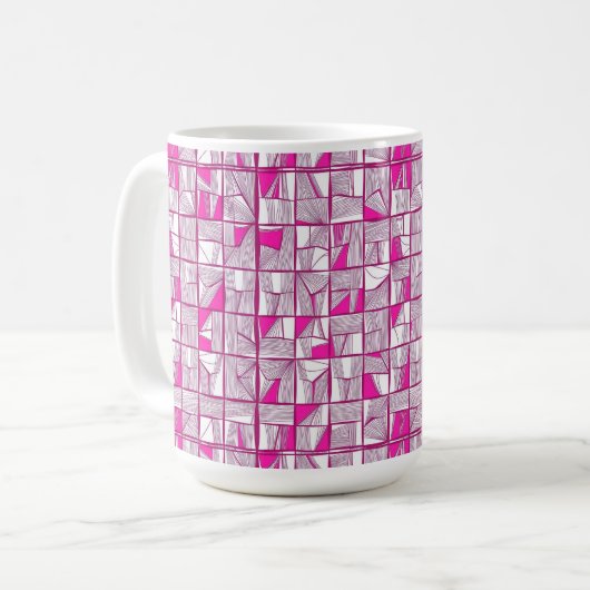 Pink & Magenta Geometric Block Pattern  Kaffeetasse (Vorderseite Links)