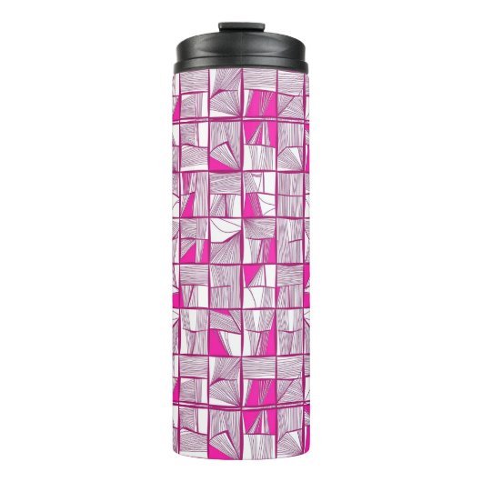 Pink & Magenta Geometric Block Pattern  Thermosbecher (Vorderseite)