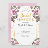 Pink Magenta Geometric Frame Brautparty Einladung (Vorne/Hinten)