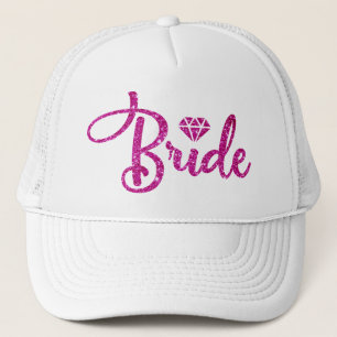 Pink Magenta Glitzer Custom Bridal White Bridal Ha Truckerkappe