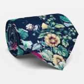 Pink Magenta Green Blue Aquamarin Peony & Rose Blu Krawatte (Gerollt)