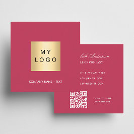 Pink magenta Logo QR Code Quadratische Visitenkarte