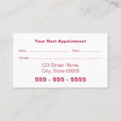 Pink Magenta Makeup Artist Appointing Card Terminkarte (Rückseite)