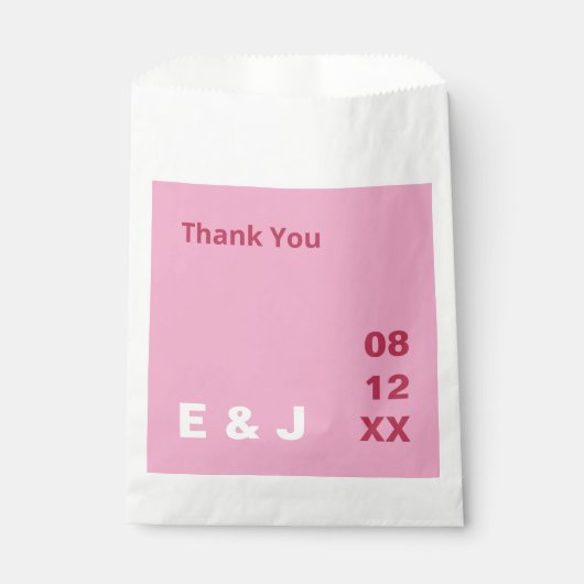 Pink Magenta Moderne Gastgeschenk Hochzeit Taschen Geschenktütchen (Vorderseite)