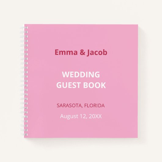 Pink Magenta Modernes Gästebuch für Hochzeiten Notizblock (Vorderseite)