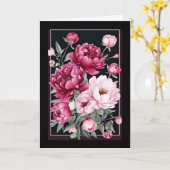 Pink & Magenta-Peongs mit Frame Birthday Karte (Gelbe Blume)