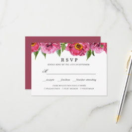 Pink Magenta Peonies WEDING RSVP MEAL WAHL Karte