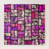 Pink Magenta Schwarz Rose verklebter Glass Look Puzzle (Horizontal)
