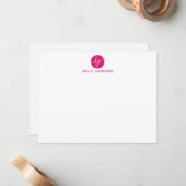 Pink Magenta Script Monogram Cirduelle Girly Mitteilungskarte (Vorderseite/Rückseite Beispiel)