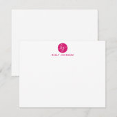 Pink Magenta Script Monogram Cirduelle Girly Mitteilungskarte (Vorne/Hinten)