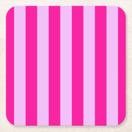Pink & Magenta Streifen Muster Rechteckiger Pappuntersetzer