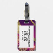 Pink-Magenta u. Golddamast Gepäckanhänger (Rückseite vertikal)