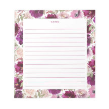 Pink Magenta Wasserfarbe Florals Notepad