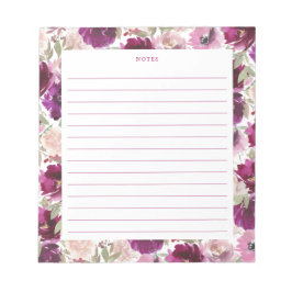 Pink Magenta Wasserfarbe Florals Notepad Notizblock