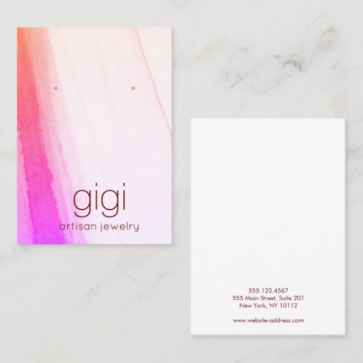 Pink Magenta Wasserfarbenfrohe Anzeigetafel Visitenkarte (Vorne/Hinten)