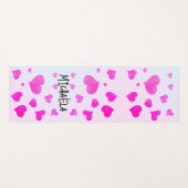 Pink magenta Wasserfarbenherzen Muster Ihr Name Yogamatte (Vorderseite (Horizontal))
