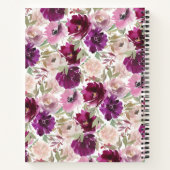 Pink Magenta Watercolor Florals Spiralnotebook Notizblock (Rückseite)