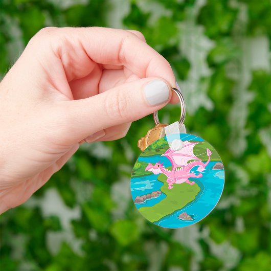 Pink Magic Dragon Fantasy Schlüsselanhänger