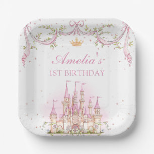 Pink Magic Princess Burg Birthday Papierplatte Pappteller