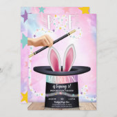 Pink Magic Show Geburtstag Einladung (Vorne/Hinten)