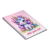 Pink Magic Unicorn Notebook - Personalisierter Nam Notizblock (Rechte Seite)