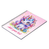 Pink Magic Unicorn Notebook - Personalisierter Nam Notizblock (Linke Seite)