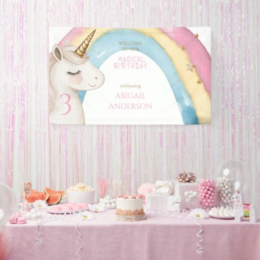 Pink Magical Day Unicorn Birthday Party Welcome Banner (Party)