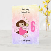 Pink Magical Fairy 6. Geburtstagskarte Karte (Gelbe Blume)