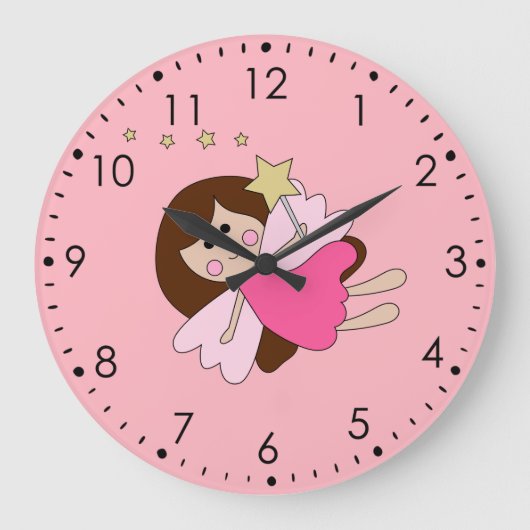 Pink Magical Fairy Wall Clock Große Wanduhr (Vorderseite)
