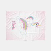 Pink Magical Rainbow Unicorn Personalisiert Fleecedecke (Vorderseite (Horizontal))