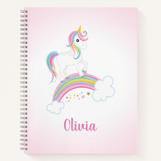 Pink Magical Rainbow Unicorn Personalisiert Notizblock (Vorderseite)
