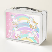 Pink Magical Rainbow Unicorns Metall Brotdose (Rückseite)