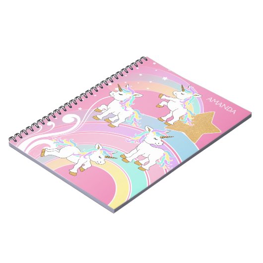 Pink Magical Rainbow 🦄 Unicorns Notizblock (Linke Seite)