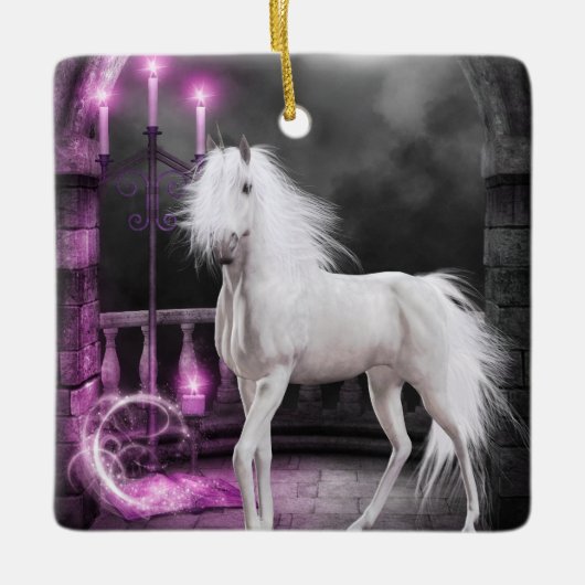 Pink Magical Unicorn Keramikornament (Vorderseite)