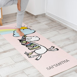 Pink Magical Yoga Unicorn Illustration Yogamatte