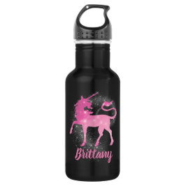 Pink magische Einhorn hinzufügen Name Wasserflasch Edelstahlflasche