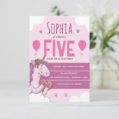 Pink Magisches Einhorn 5. Geburtstagsfeier  (Stehend Vorderseite)