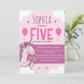Pink Magisches Einhorn 5. Geburtstagsfeier (Stehend Vorderseite)