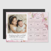 Pink Magnetic Holiday Weihnachtskarte Custom Foto Magnetkarte (Vorne/Hinten)