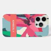 Pink Magnolia Abstrakte Blumenfarbblöcke nach Maß Case-Mate iPhone Hülle (Rückseite (Horizontal))