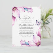 Pink Magnolia Bloral Online Virtual Wedding Einladung (Stehend Vorderseite)