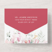 Pink Magnolia Blossom All In One Einladung (Rückseite)