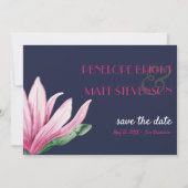 Pink Magnolia Blume Blue WEDD SPEICHERN DAS DATUM Einladung (Vorderseite)