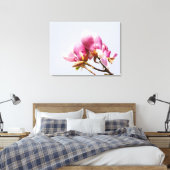 Pink Magnolia Blume Canvas Print Leinwanddruck (Insitu (Schlafzimmer))