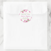 Pink Magnolia Buds & Blume Hochzeit Runder Aufkleber (Tasche)
